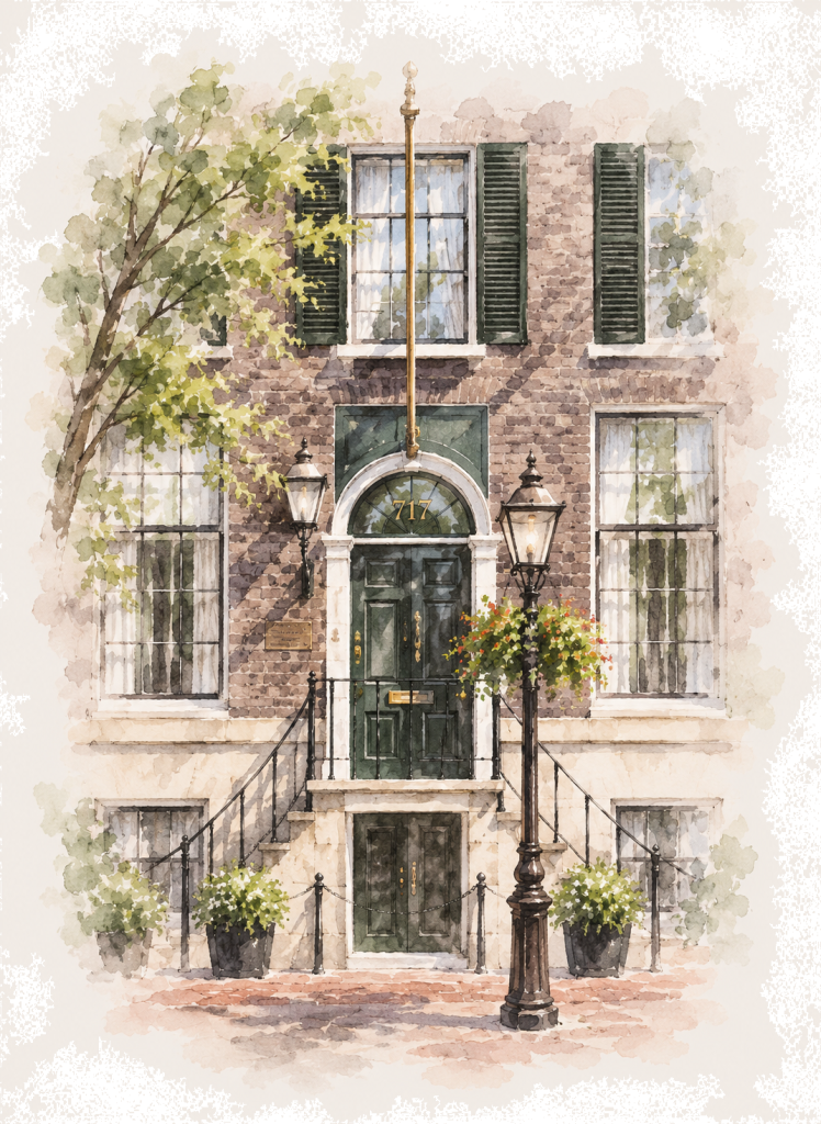 A Drawing of the front door of Zetter Amsterdam 717