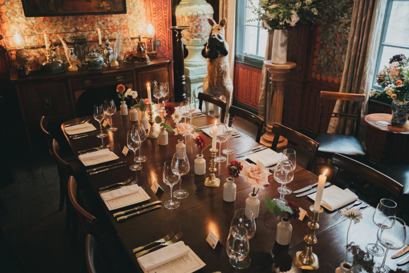 Floral dining room wedding dinner