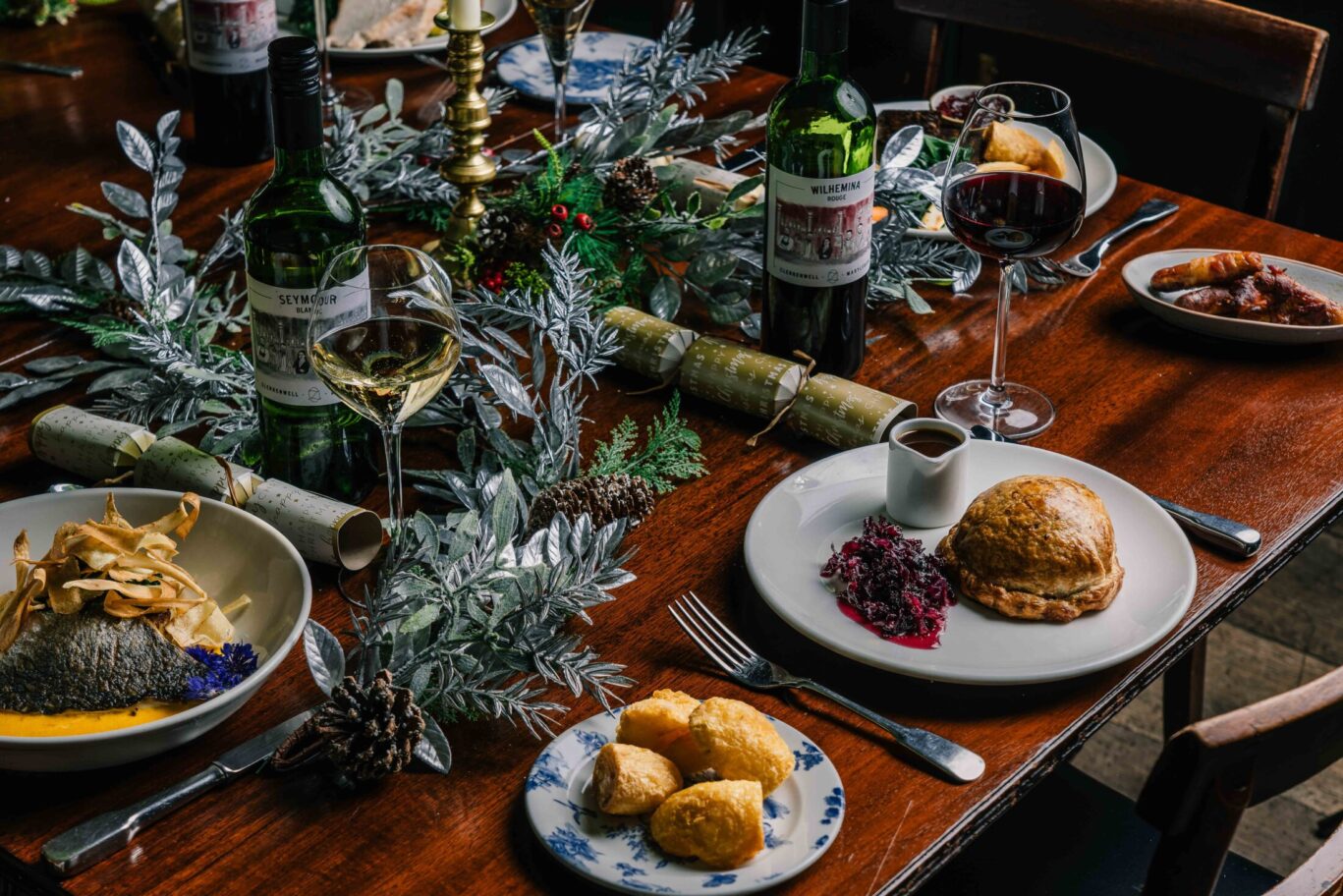 christmas dinner table spread