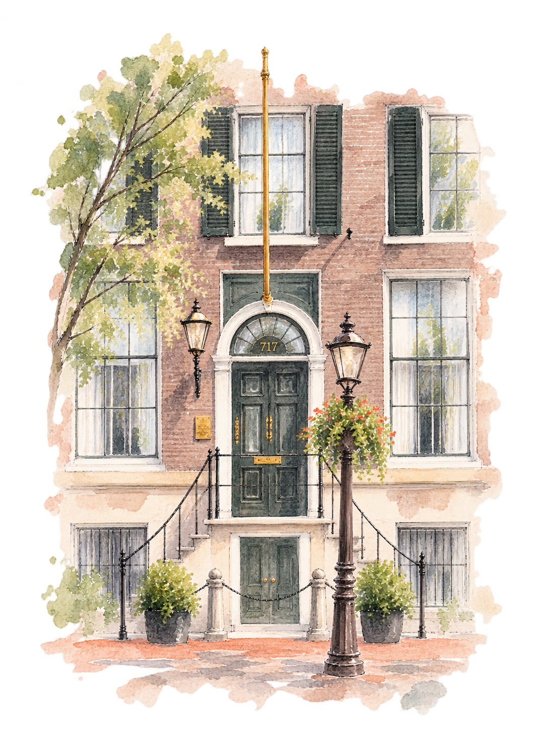 Watercolour Amsterdam Townhouse Entrance